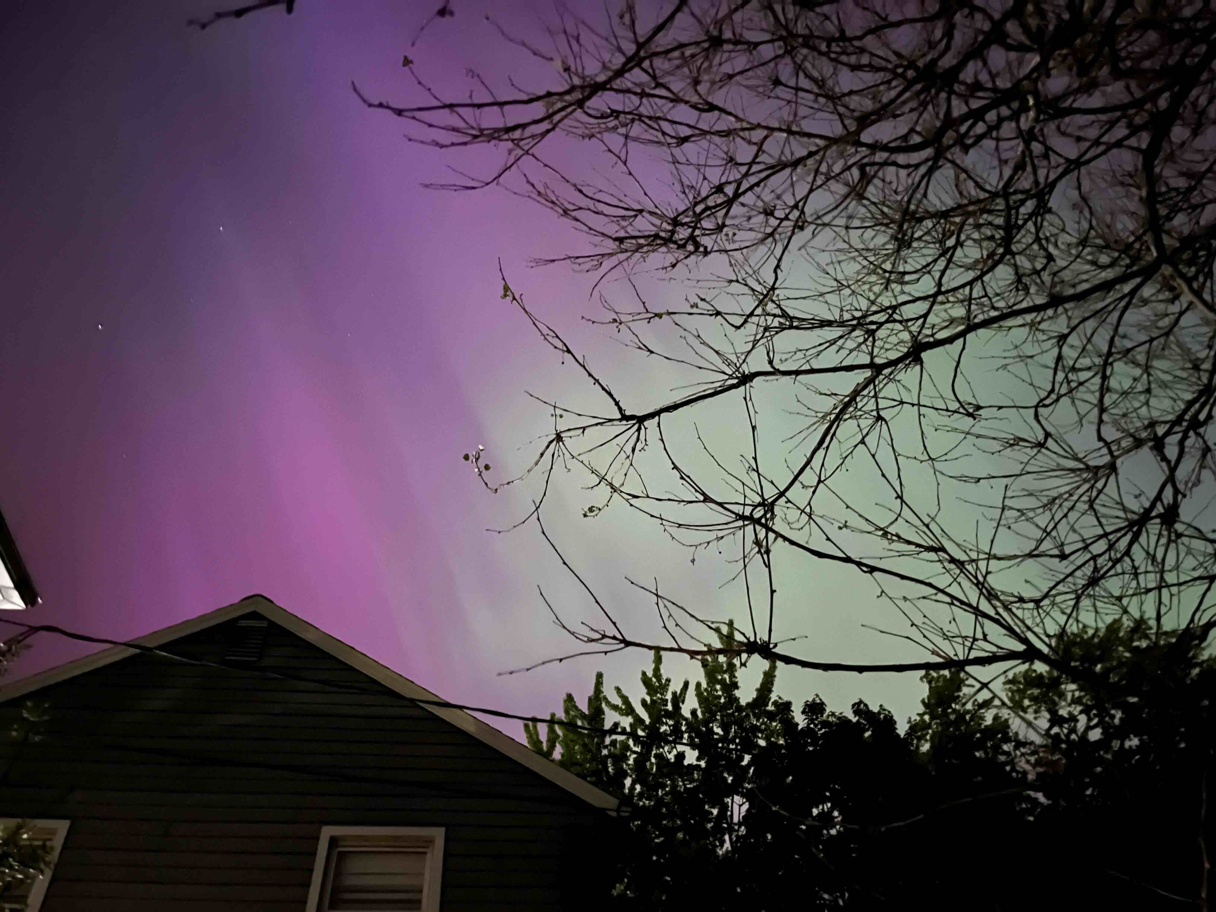 Aurora as seen in Rochester, NY that were caused by the strong solar storm that impacted Earth back in May 2024. 